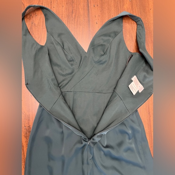 After Six Sleeveless Satin Faux Wrap Gown Size 2 Evergreen Mardi Gras Wedding - Picture 12 of 16